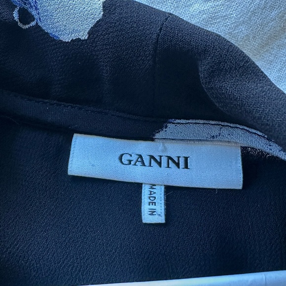 GANNI Floral Wrap Dress in Black - Picture 4 of 5